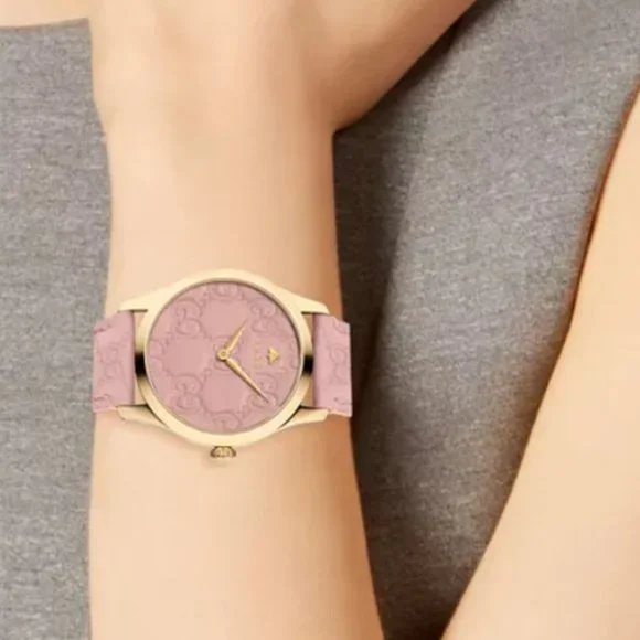 ❌SOLD❌Gucci Swiss G-Timeless Pink Leather Strap Watch - Picture 2 of 12